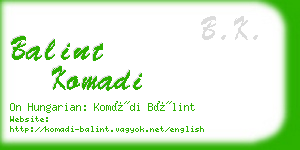 balint komadi business card